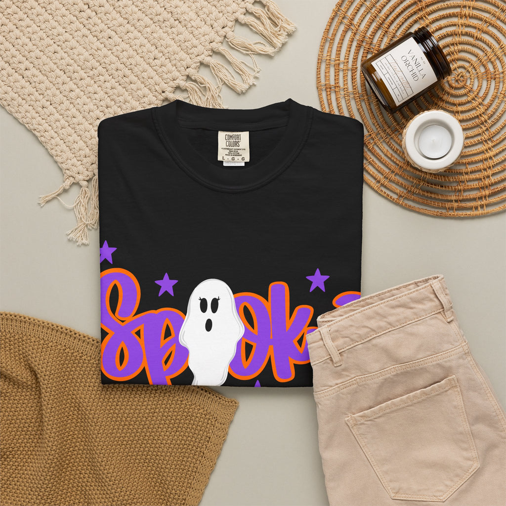 Spooky Ghost Tee — Halloween Orange Graphic T-Shirt